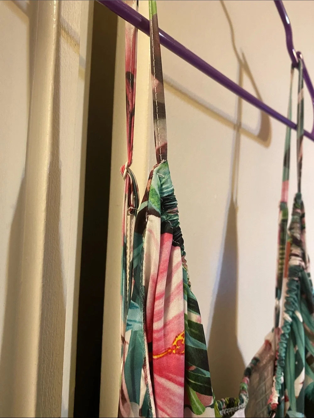 NSR Tropical Floral One-Piece in Green and Pink Dress